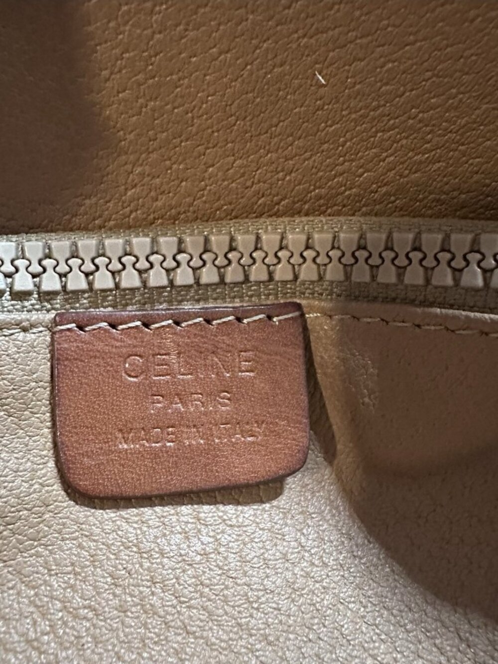 Auth CELINE Macadam Canvas Tote/Bucket Bag PVC/Leather Brown Gold M95 Logo Vintg - Picture 13 of 15